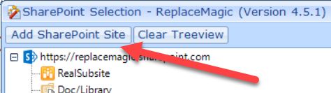 Add SharePoint site for ReplaceMagic processing