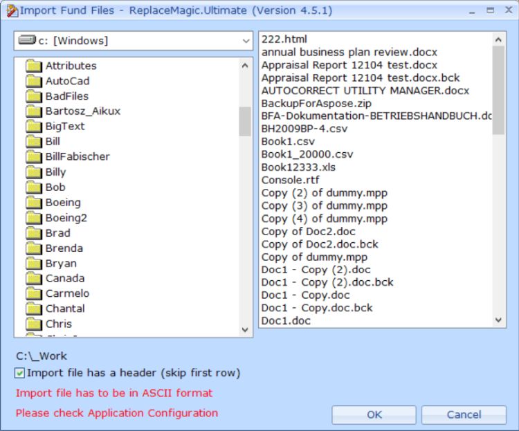 Modulo di importazione in ReplaceMagic