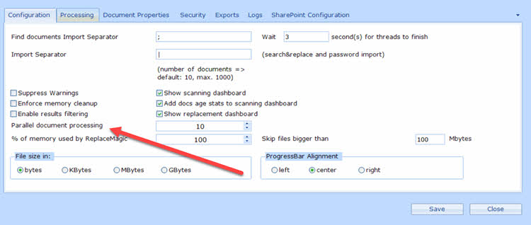 Configurazione di ReplaceMagic - throttling di SharePoint
