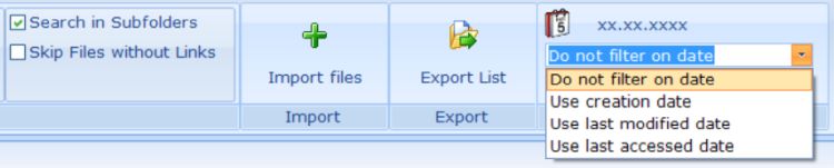 Opções de verificação do ReplaceMagic - subpastas, filtro de arquivo, filtro de data