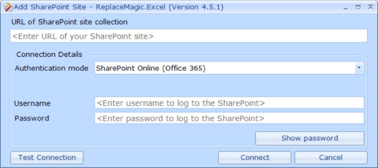 Connetti a SharePoint da ReplaceMagic