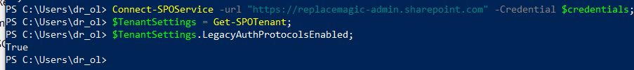 Risultati di output della modalità di Autenticazione Legacy di SharePoint