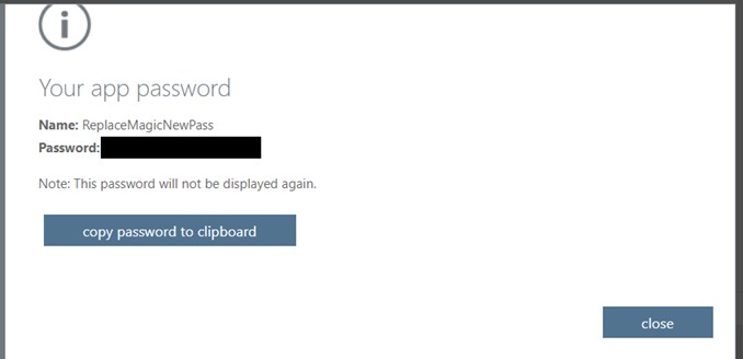 Creazione della password per le app MFA