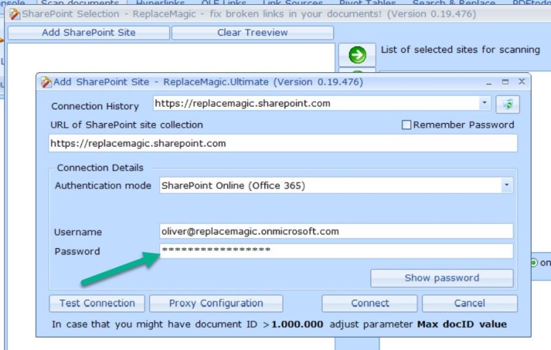 Inserimento della password per le app in ReplaceMagic per MFA